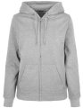 Dames Hooded Sweater Build Your Brand Basic Full Zip Heather Grey